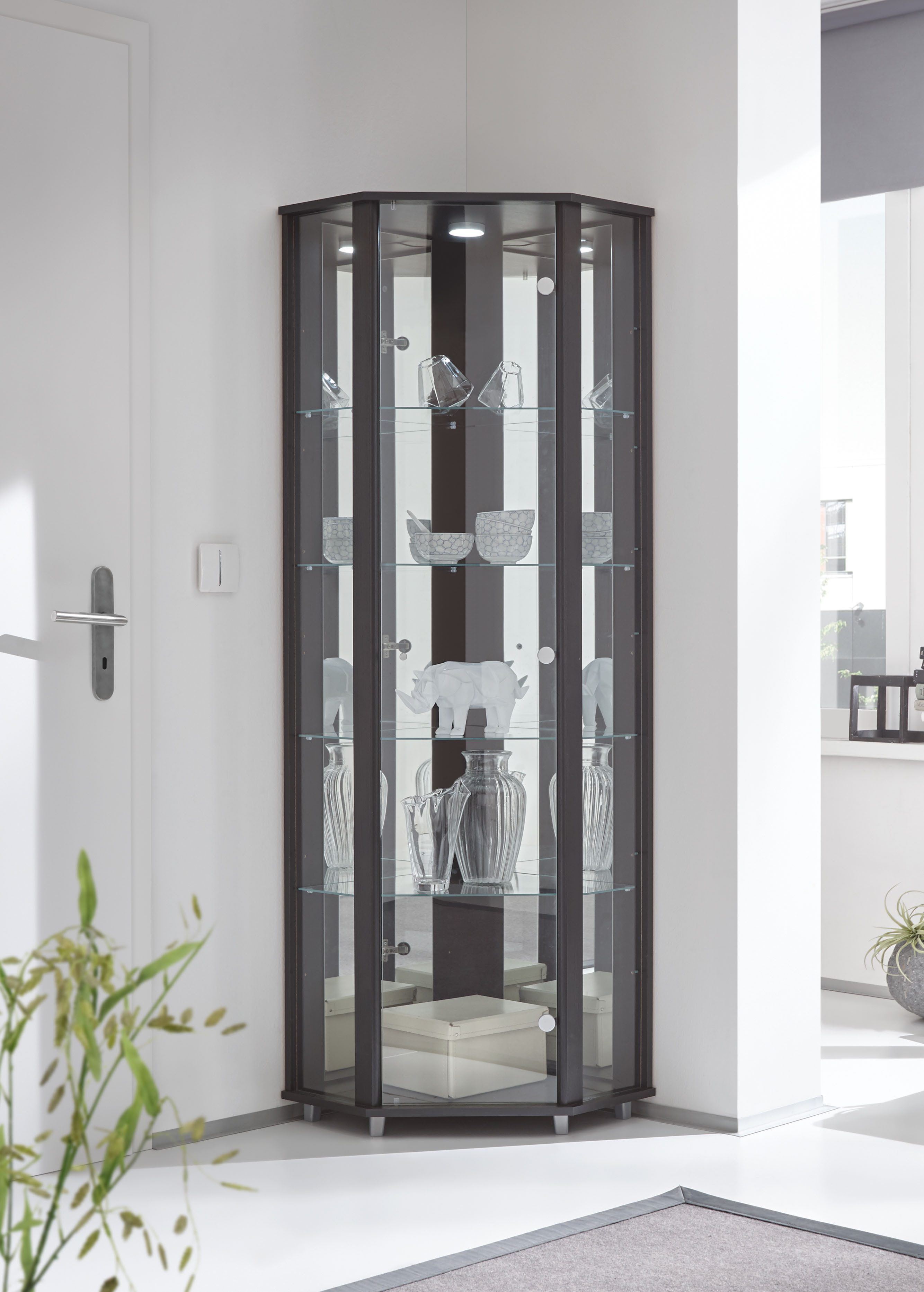 fif möbel Eckvitrine TRIO Höhe ca. 172 cm, ink. Beleuchtung Eckvitrine/Glas günstig online kaufen