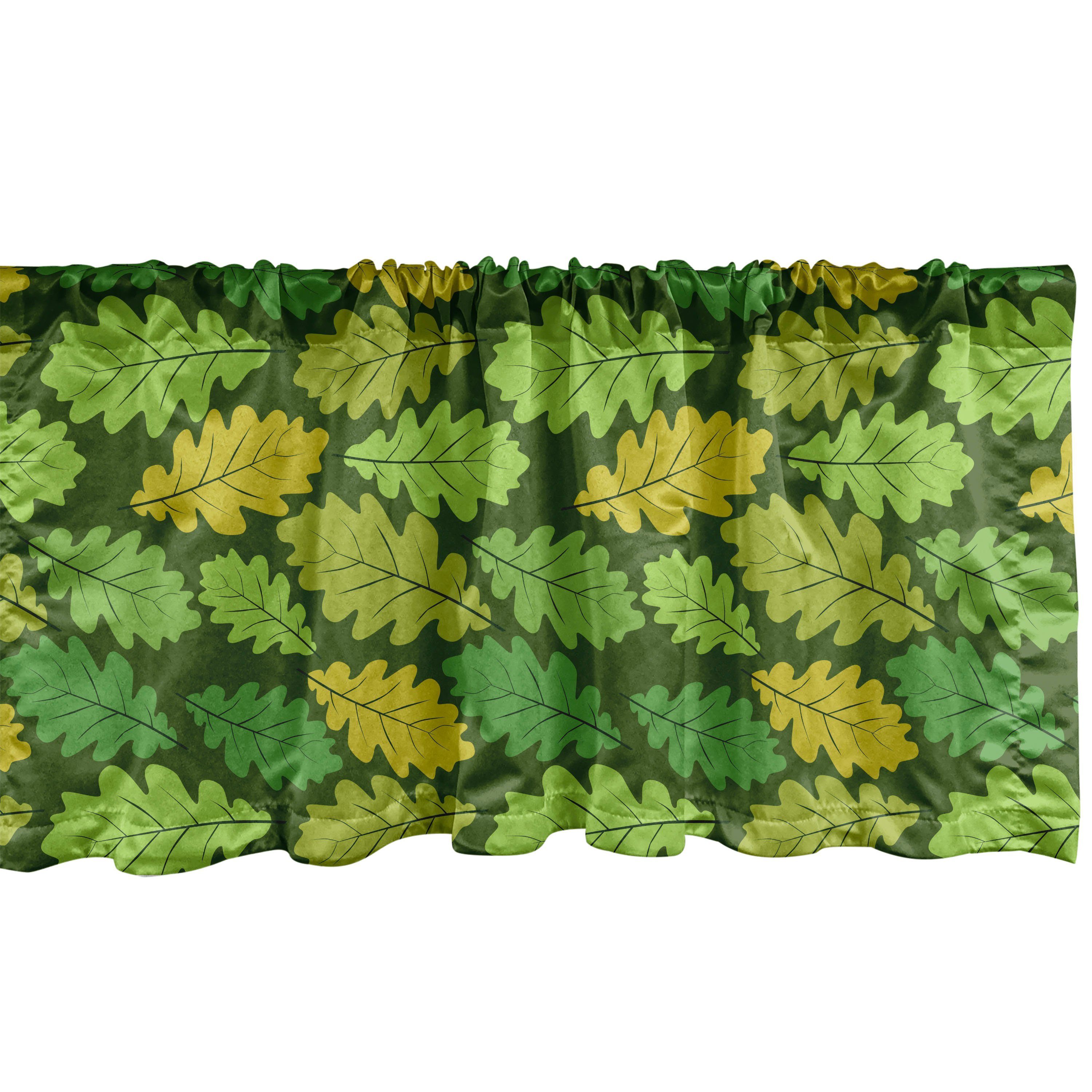 Scheibengardine Vorhang Volant für Küche Schlafzimmer Dekor mit Stangentasche, Abakuhaus, Microfaser, Blumen Blätter in Schattierungen von Grün