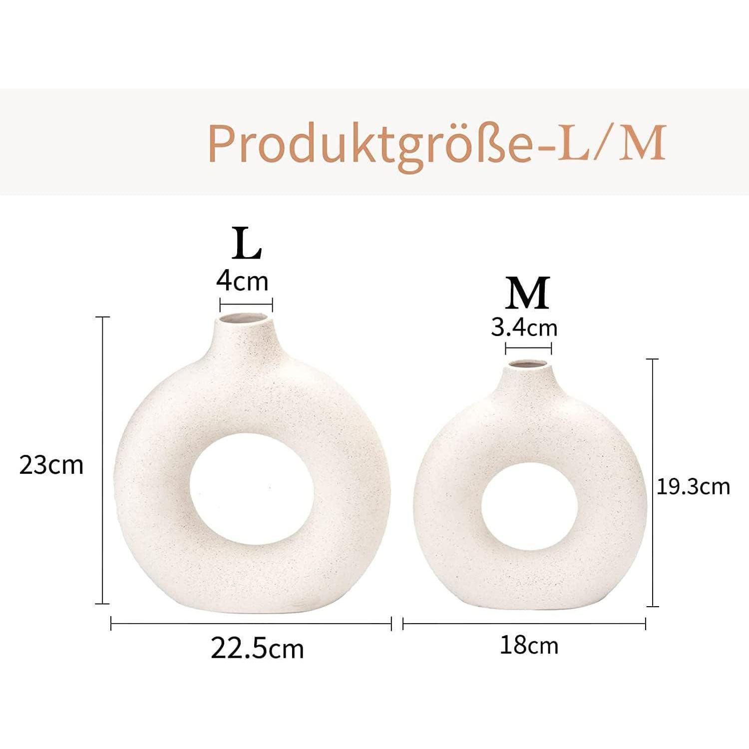 LuxusKollektion Dekovase Vasen Pampasgras Keramik Blumen Kunsthandwerk Ornamente 2 pièces Beige