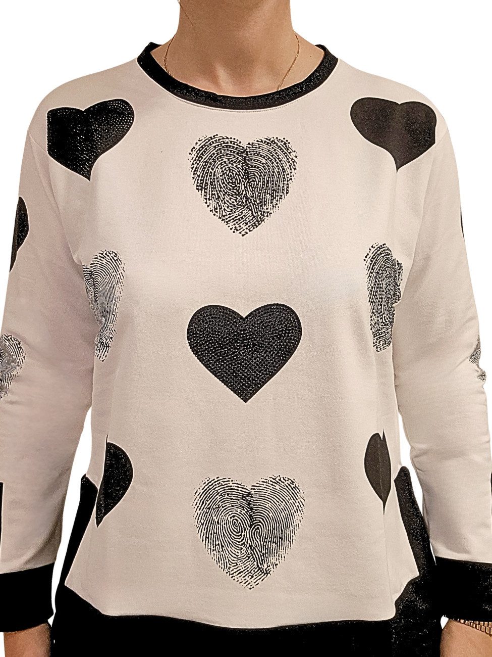 Estefania for woman Sweatshirt 193-7109, mit Herzen und Strassbesatz Kontra günstig online kaufen