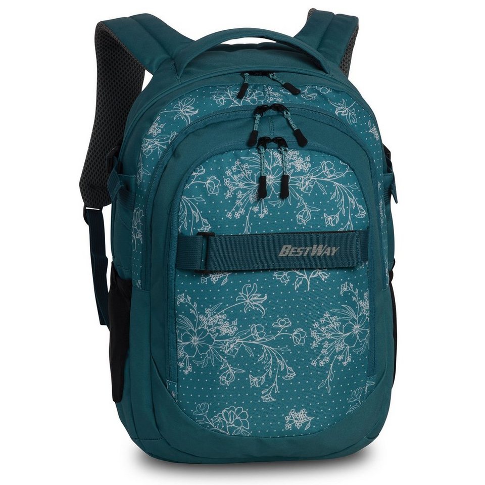 BESTWAY Schulrucksack Evolution Air, petrol/weiß, mit gepolstertem 15 Zoll  Laptopfach, Bequeme, verstellbare Schultergurte