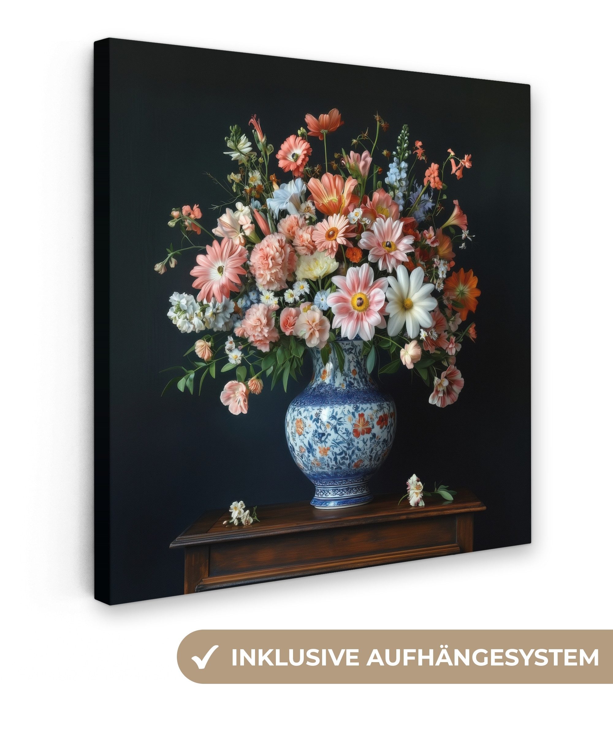 OneMillionCanvasses® Leinwandbild Holz - Vase - günstig online kaufen