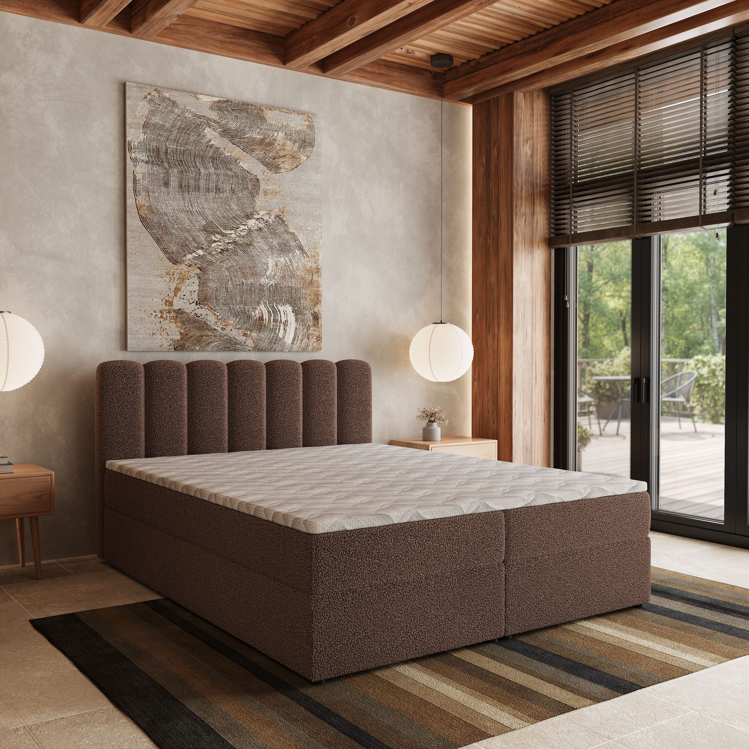 Masseno Boxbett SOLIA 140x200 cm mit Bonell Matratze und Topper