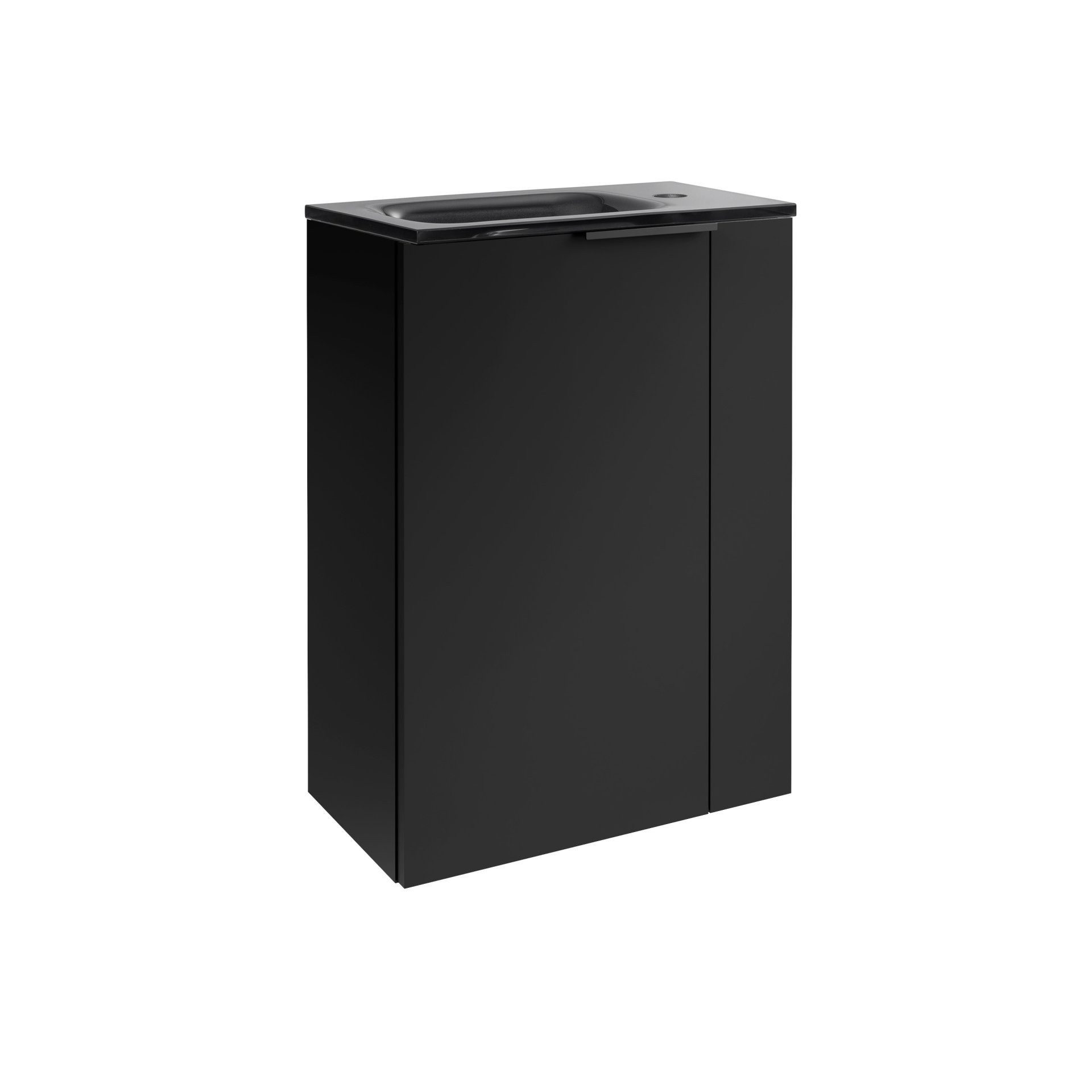 FACKELMANN Badmöbel-Set Badmöbelset, Waschtischunterschrank, Glaswaschbecken, Schwarz matt
