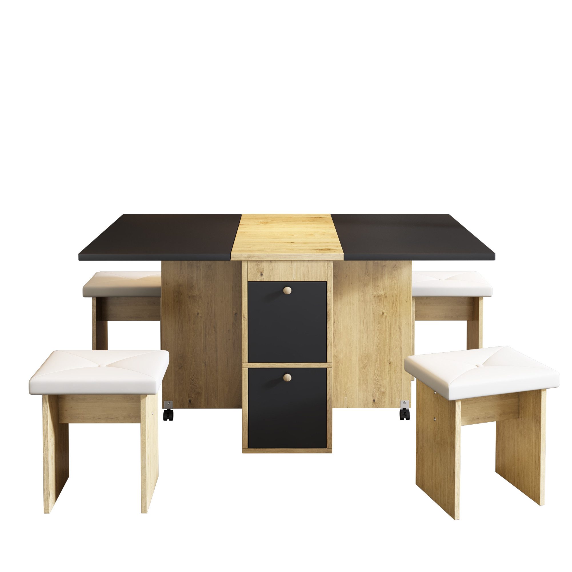 Essgruppe Esstisch-Set mit 4 Stühlen, ausziehbar & klappbar