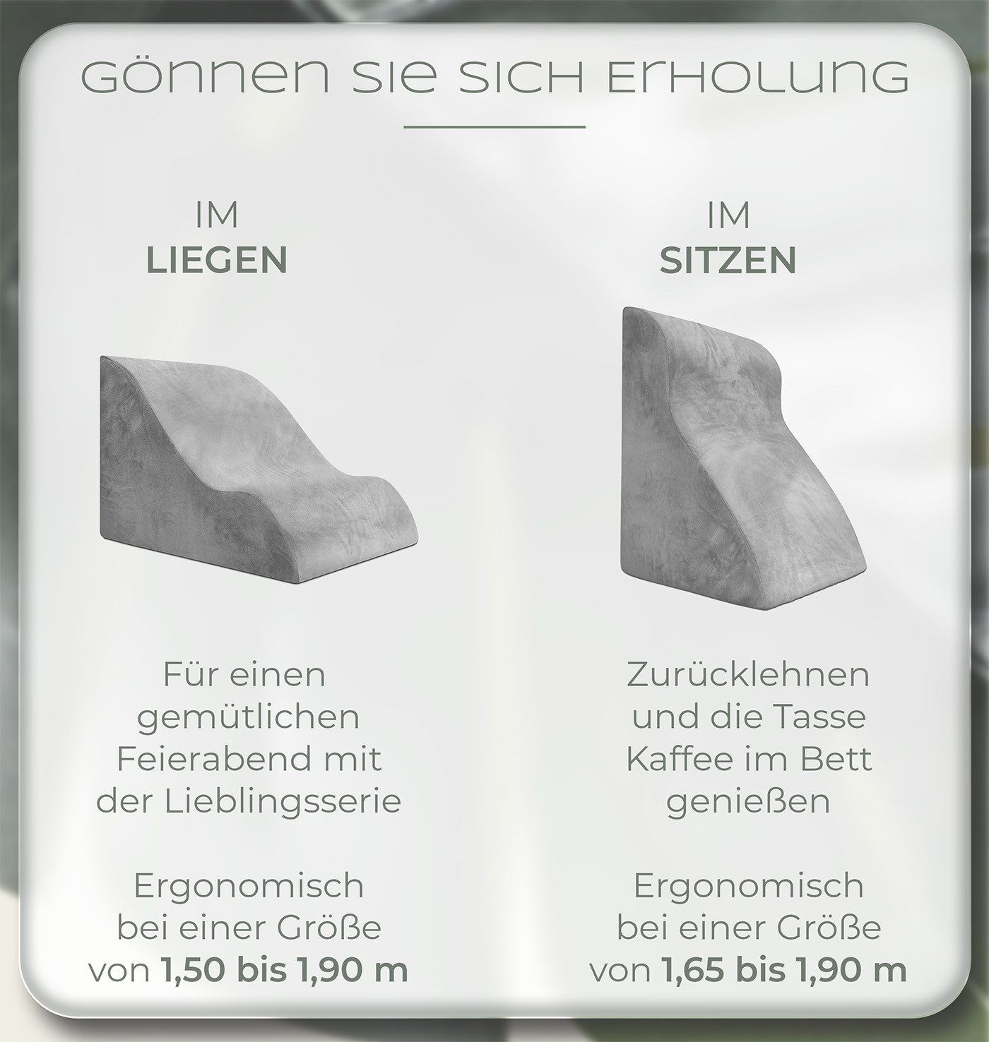 Well B4 Keilkissen Lesekissen für Bett und Sofa – Bequemes Rückenkissen mit Memory Foam, Verwendbar als Reflux Kissen, Keilkissen Bett, Bettkissen Rückenlehne im Sitzen und Liegen