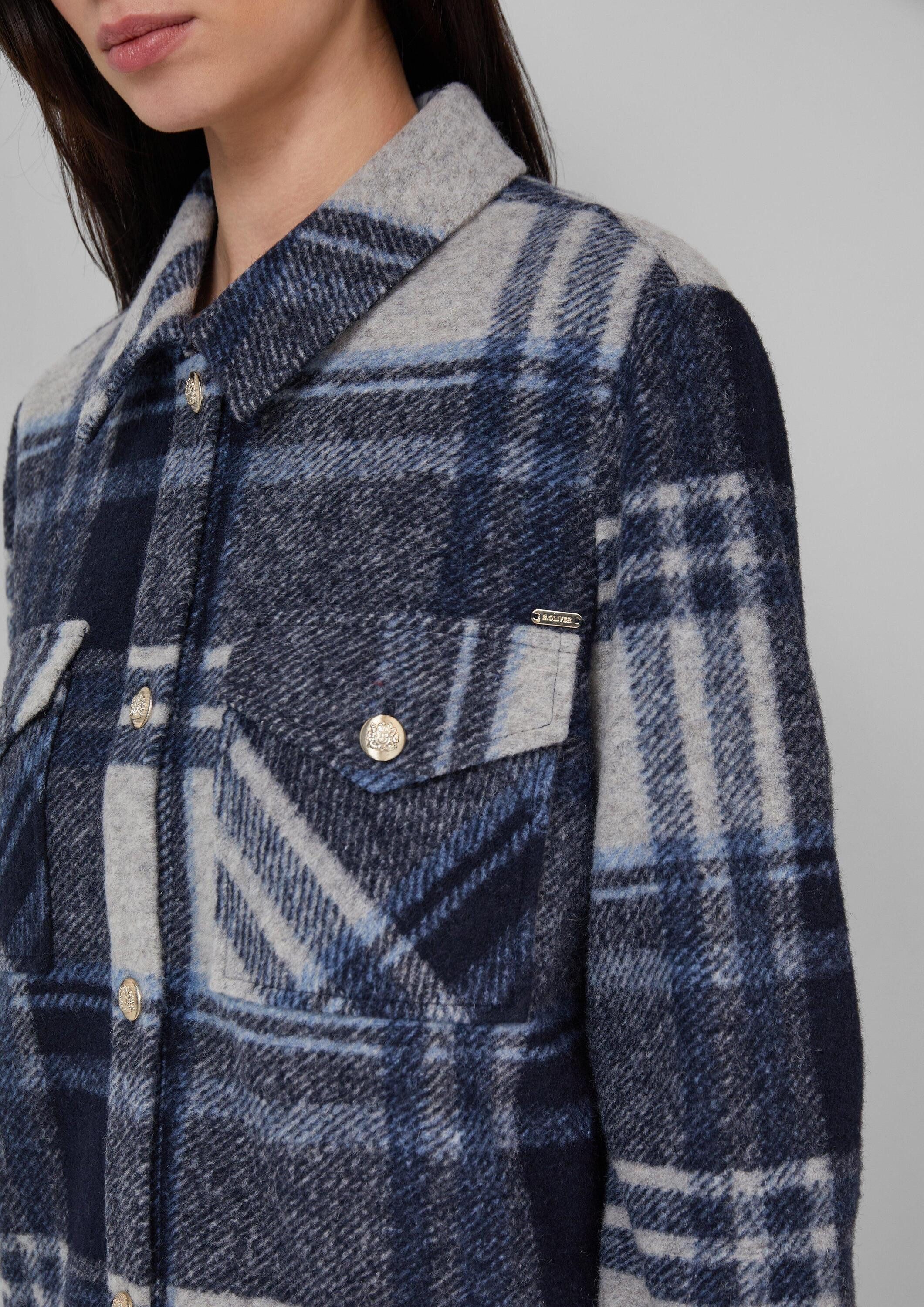 s.Oliver Hemdjacke Indoor-Jacke Leichte Wollmix-Jacke mit aufgesetzten Taschen
