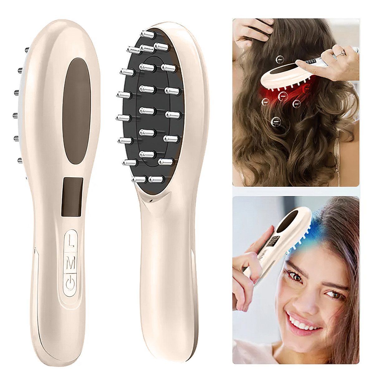 DOPWii Haarkamm 3-in-1-Kopfhaut-Massagekamm, elektrischer Haaröl-Applikator, mit Rotlicht, handgeführte Kopfkratz-Massagebürste