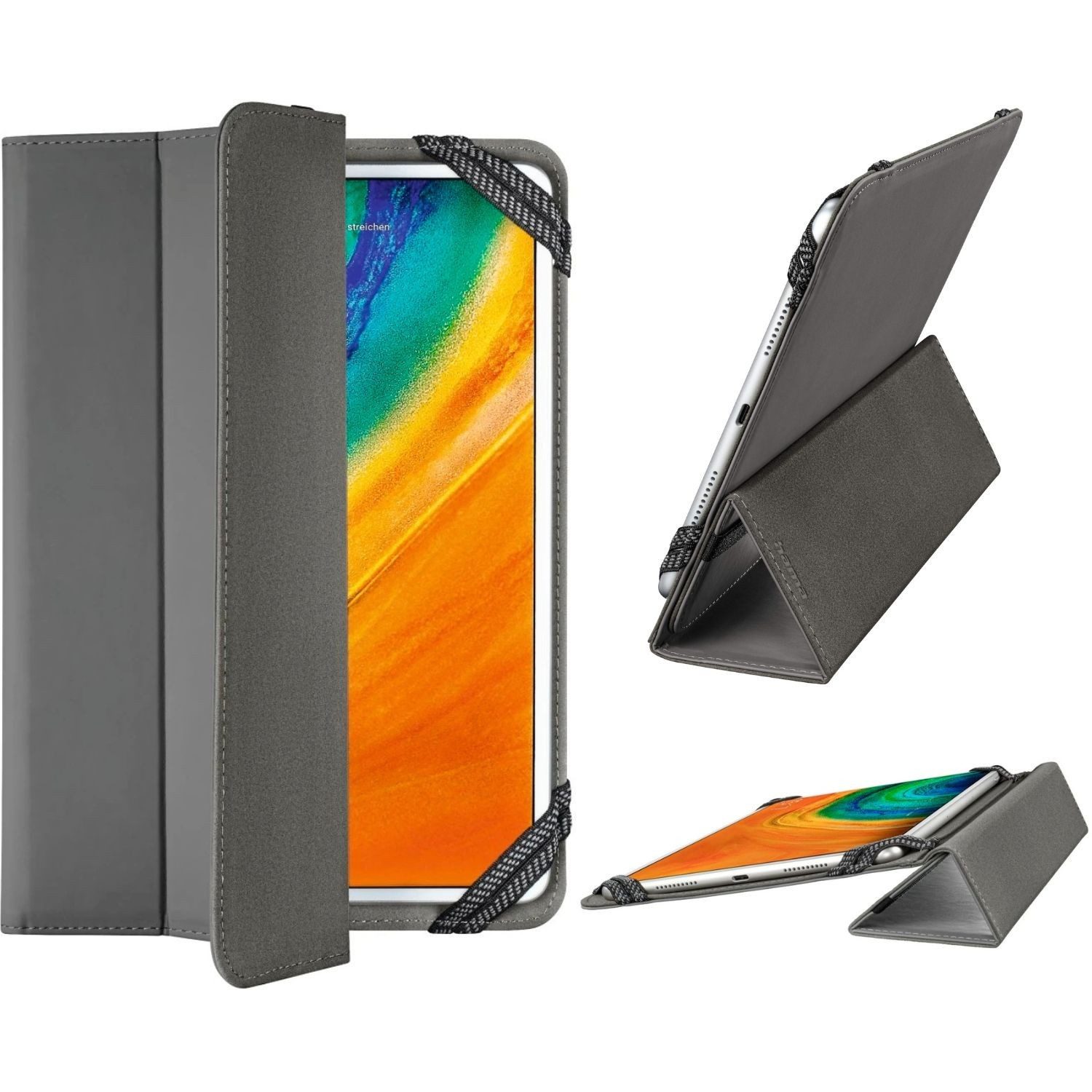 Hama Tablet-Hülle Schutz-Hülle Fold Universal Cover Tasche Grau 11, Smart Case Ständer für iPad Tablet PC Tab 9,5" 9,7 10" 10,2" 10,5" 11"
