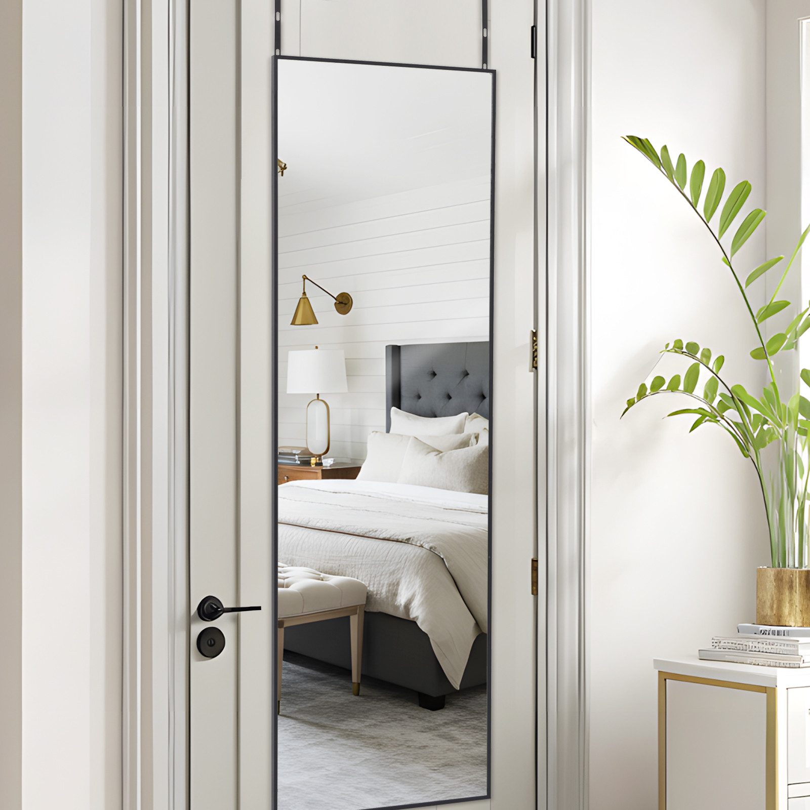 LUNAMIRROR Wandspiegel mit Aluminiumrahmen, aus HD Glas (1-St), rechteckig, bruchsicher, ohne Bohren