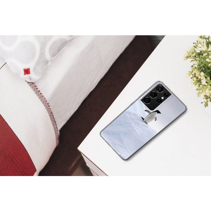 MuchoWow Handyhülle Pinguin - Eis - Winter Phone Case Handyhülle Samsung Galaxy S21 Ultra Silikon Schutzhülle