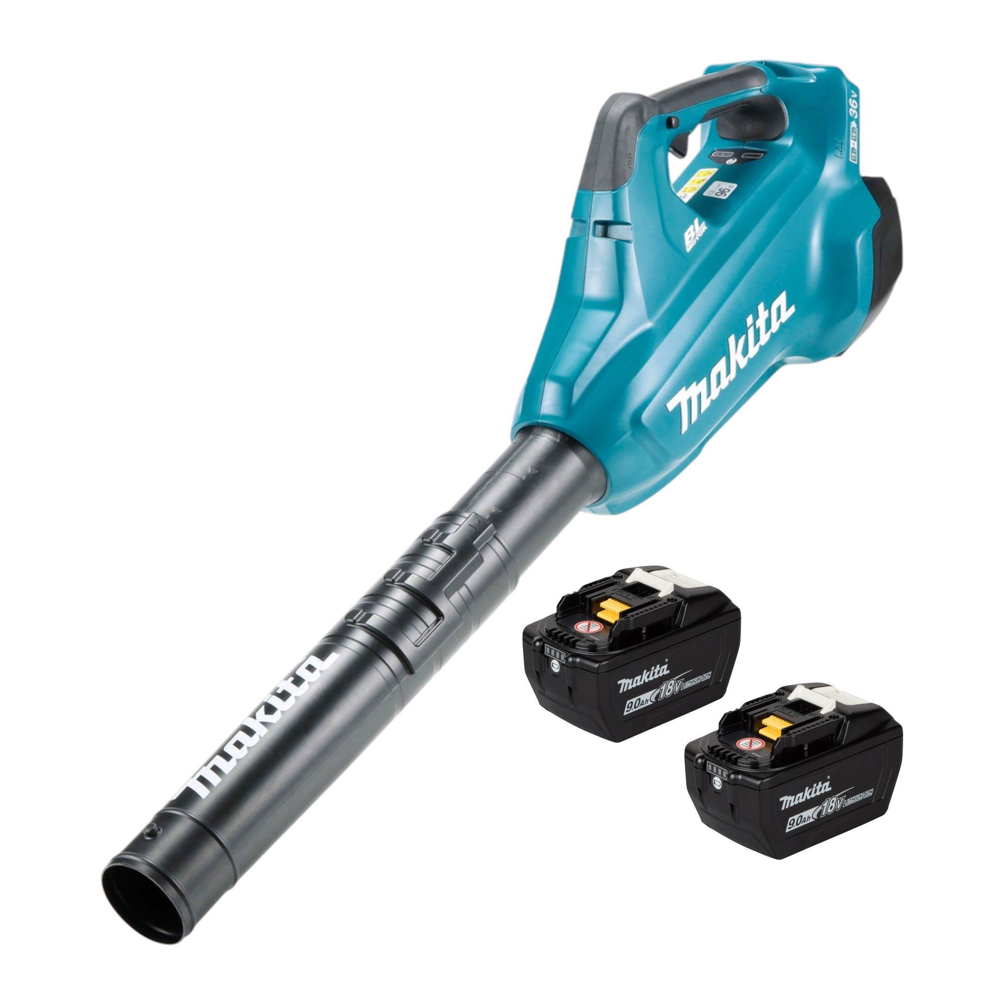 Makita Akku-Laubbläser DUB 362 Z Akku Laubbläser Gebläse 18 V (2x 18 V) + 2x Akku 9,0 Ah