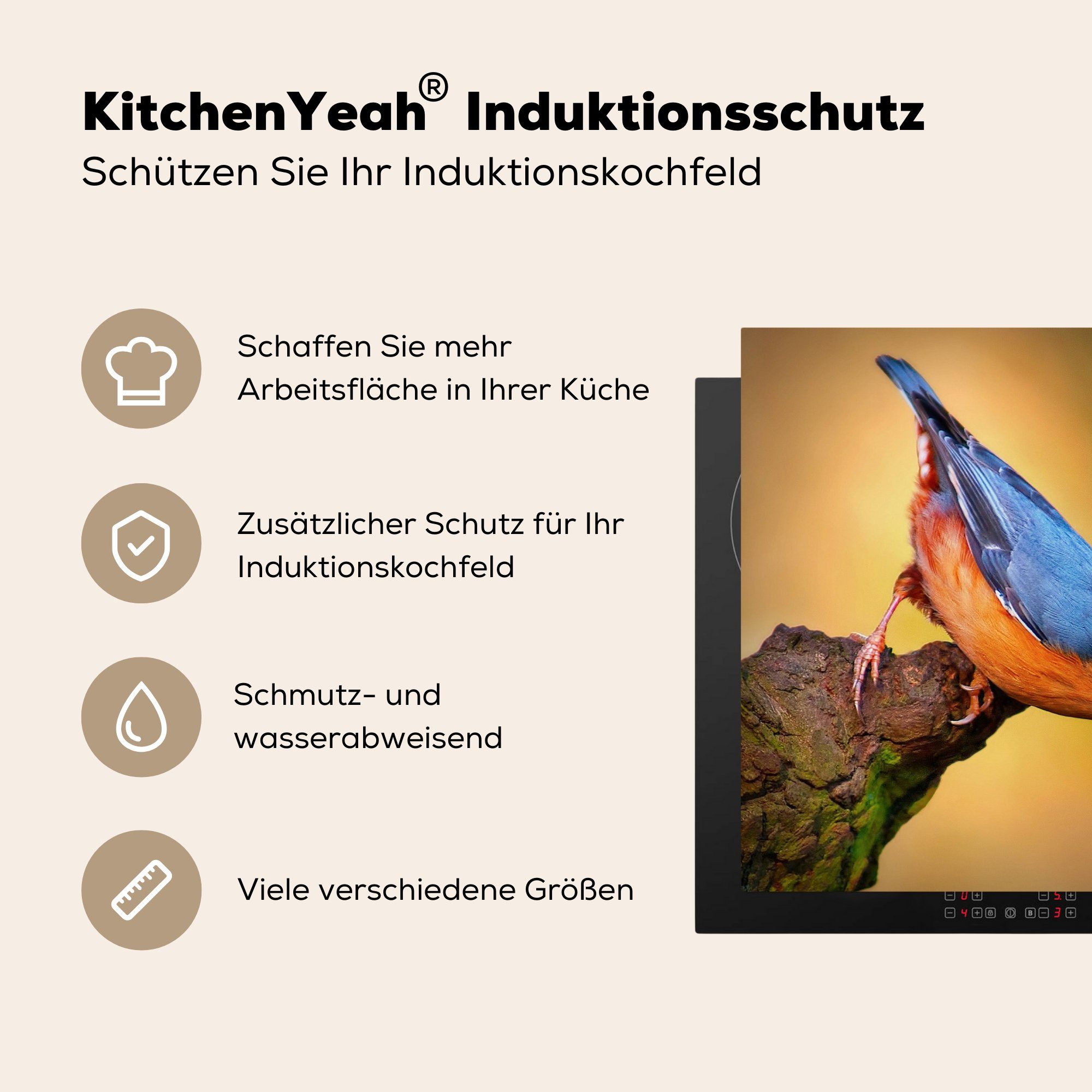 küche schaut nach Arbeitsplatte Herdblende-/Abdeckplatte MuchoWow Vinyl, (1 Ein für tlg), 78x78 unten, cm, Ceranfeldabdeckung, Kleiber