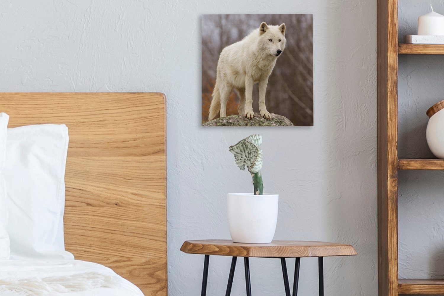 St), Schlafzimmer Stein Wohnzimmer Leinwand - Weiß, - für Wolf Bilder Leinwandbild OneMillionCanvasses® (1