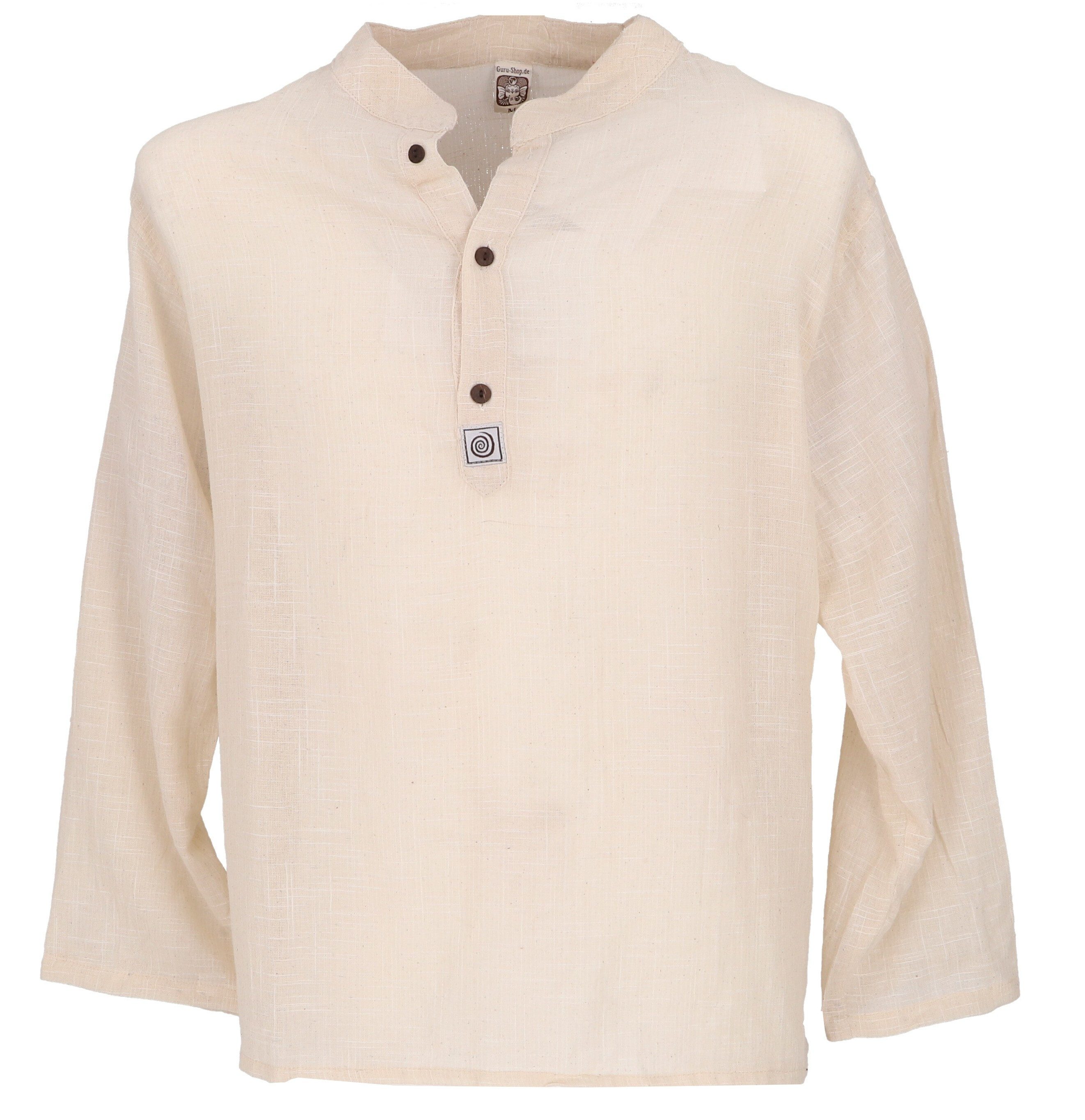 Guru-Shop Hemd & Shirt Yoga Hemd, lässiges Baumwollhemd mit.. Ethno Style, alternative Bekleidung