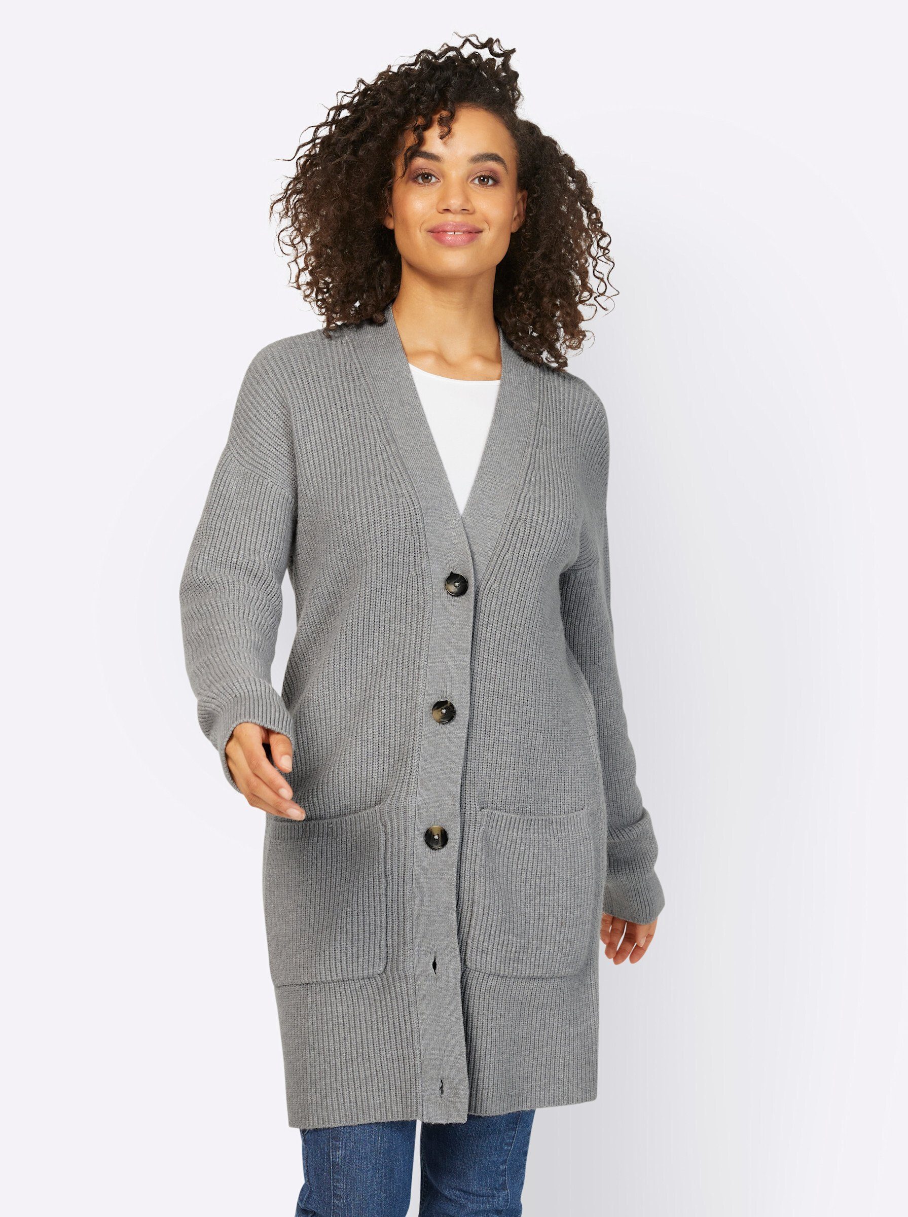 Strickjacke heine grau-meliert