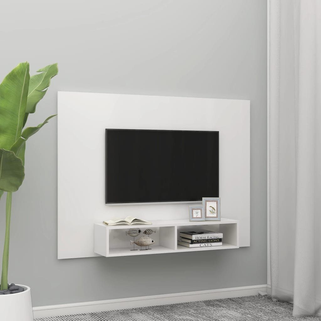 furnicato TV-Schrank TV-Wandschrank Hochglanz-Weiß 135x23,5x90 cm Holzwerkstoff