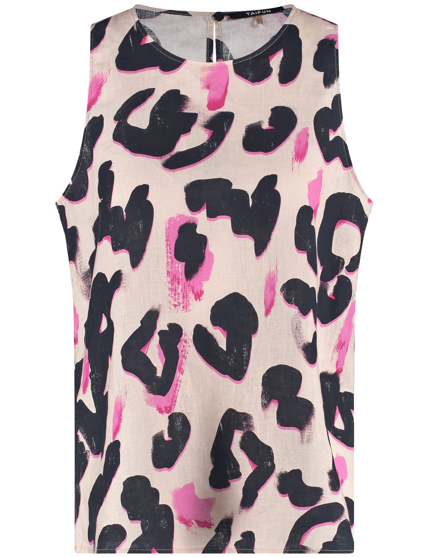 Taifun Blusentop Ärmellose Leinenbluse mit Leo-Print