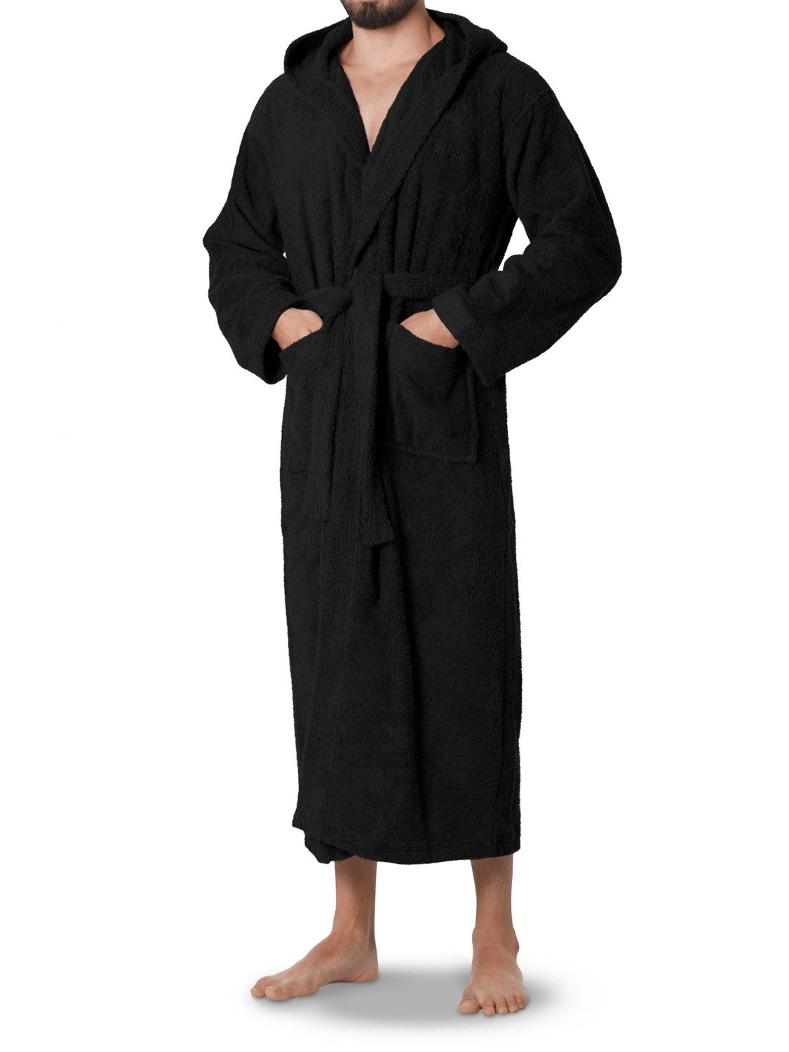 Bademantel Unisex Frottee Bademantel mit Kapuze 100% Baumwolle, Extra-Lang