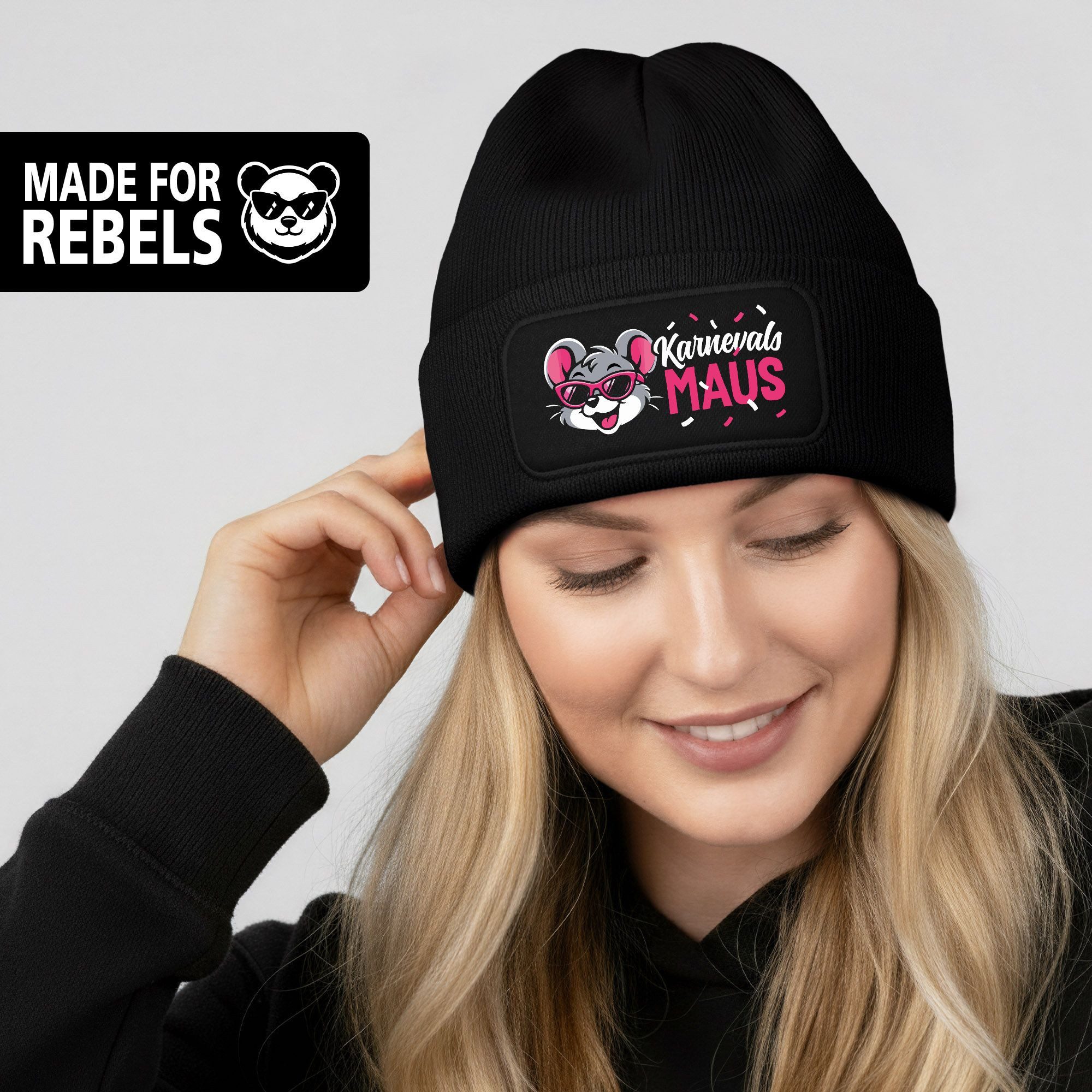 MoonWorks Strickmütze Damen Beanie Patch - Karnevalsmaus -Strickmütze Spruc günstig online kaufen