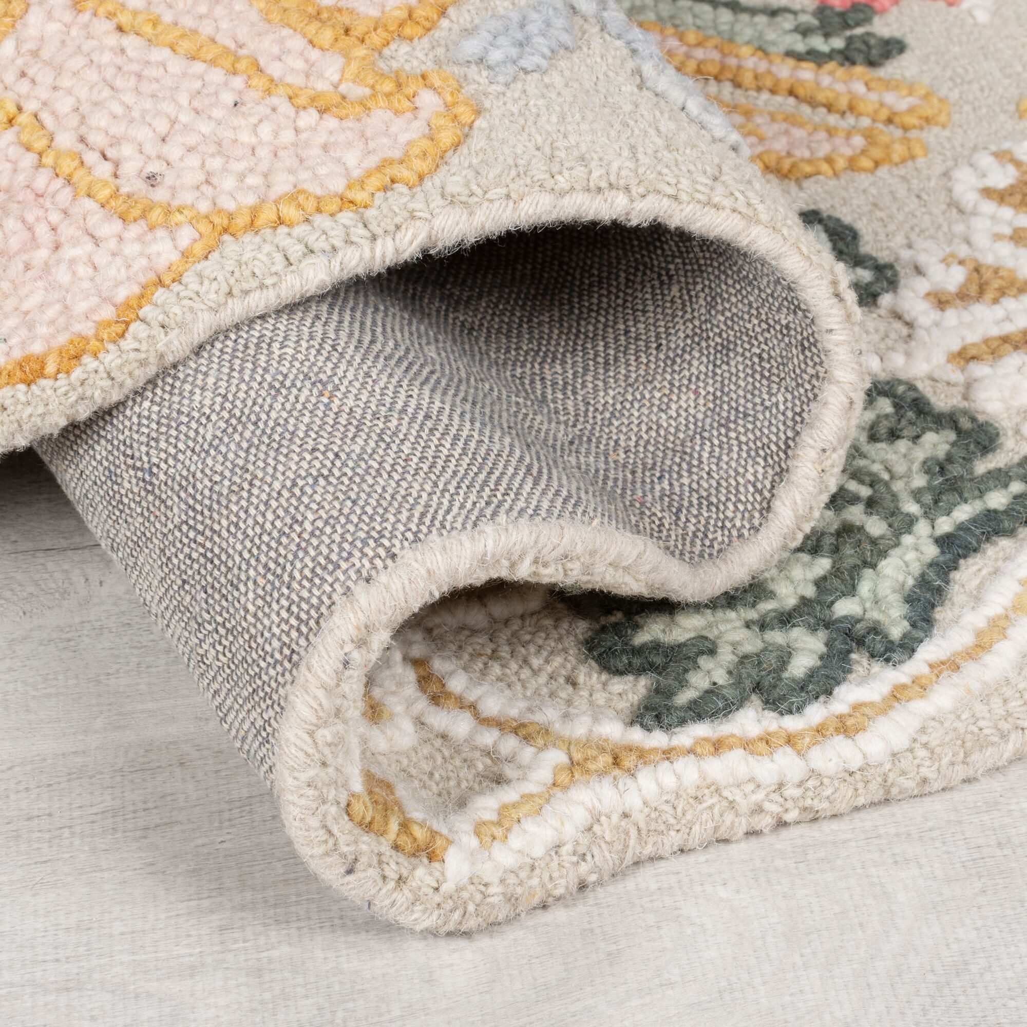 FLAIR RUGS Wollteppich Daphne Floral, 100% Wolle, rechteckig, Höhe: 10 mm, organischen Blumenmotive, Wohnzimmer, Schlafzimmer, Esszimmer