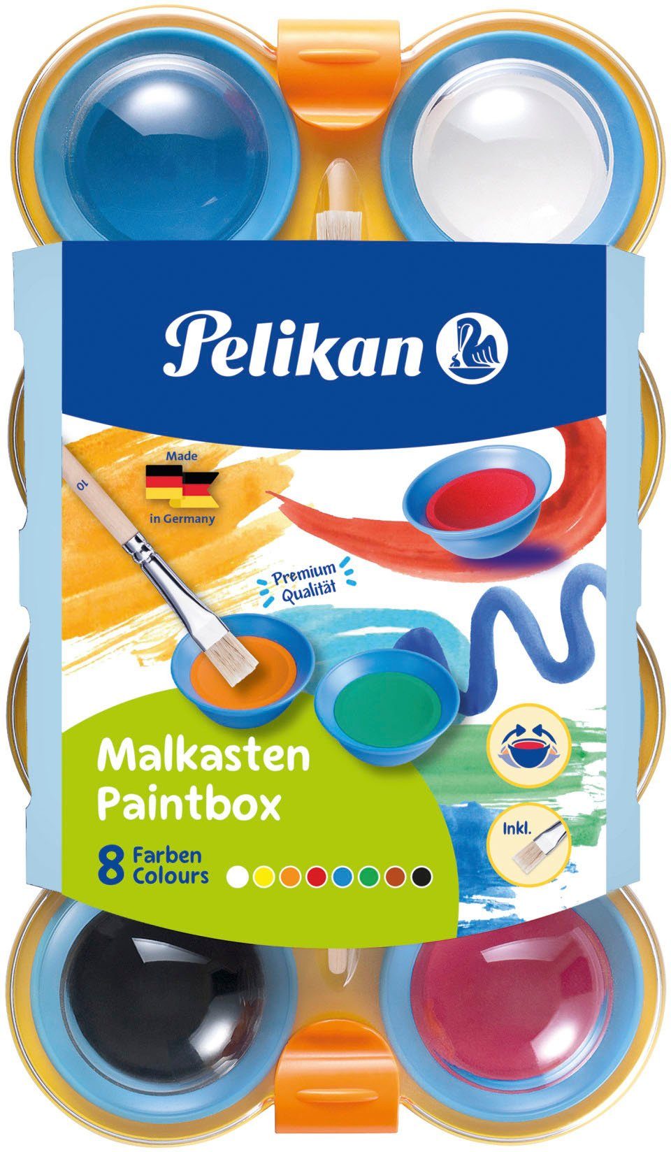 Pelikan Farbkasten Farbkasten für Kinder, 8 Farben, inklusive Pinsel; Made in Germany