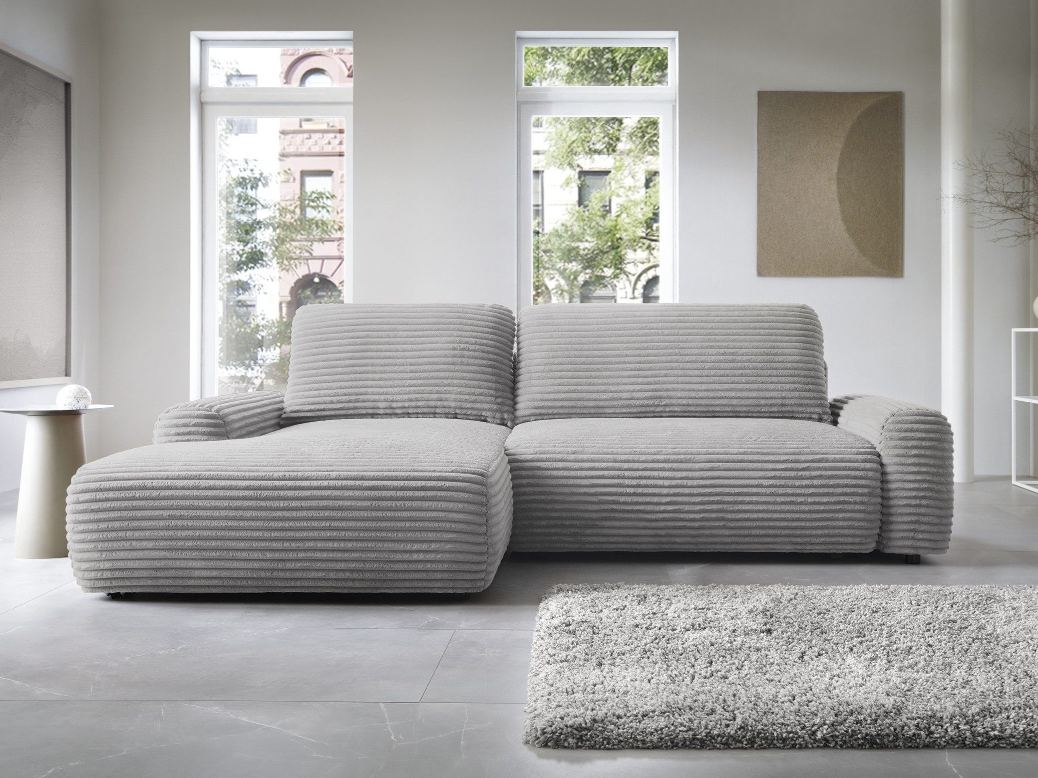 Goldstoff Ecksofa mit Schlaffunktion und Bettkasten, günstig online kaufen