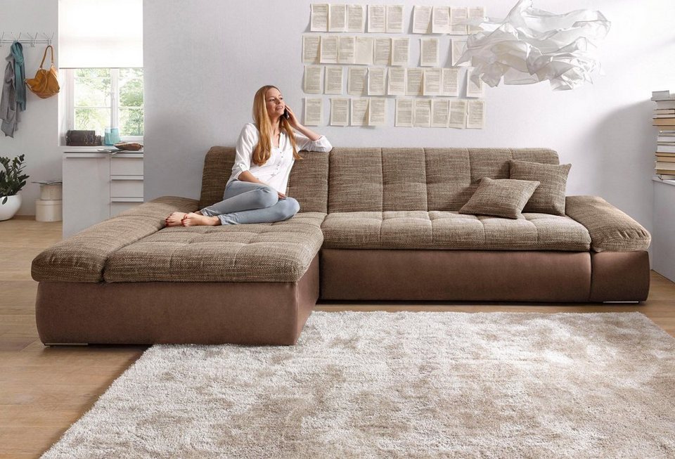 DOMO collection Ecksofa Moric, XXL-Format, auch mit Bettfunktion und  Armverstellung, auch in Cord