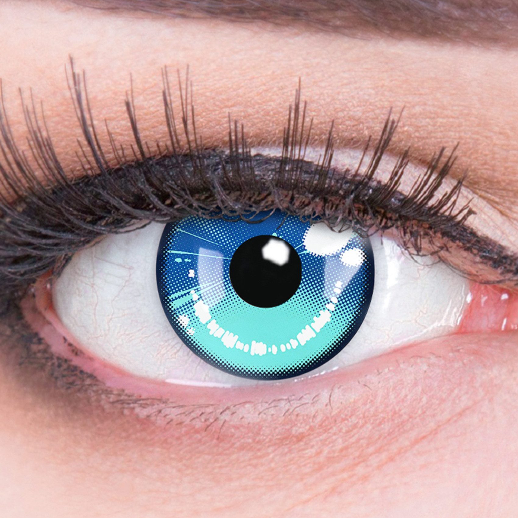 MeralenS Motivlinsen Blaue 'Anime Arc 2 Blue' Manga Fun Linsen 1 Paar. Halloween & Cosplay