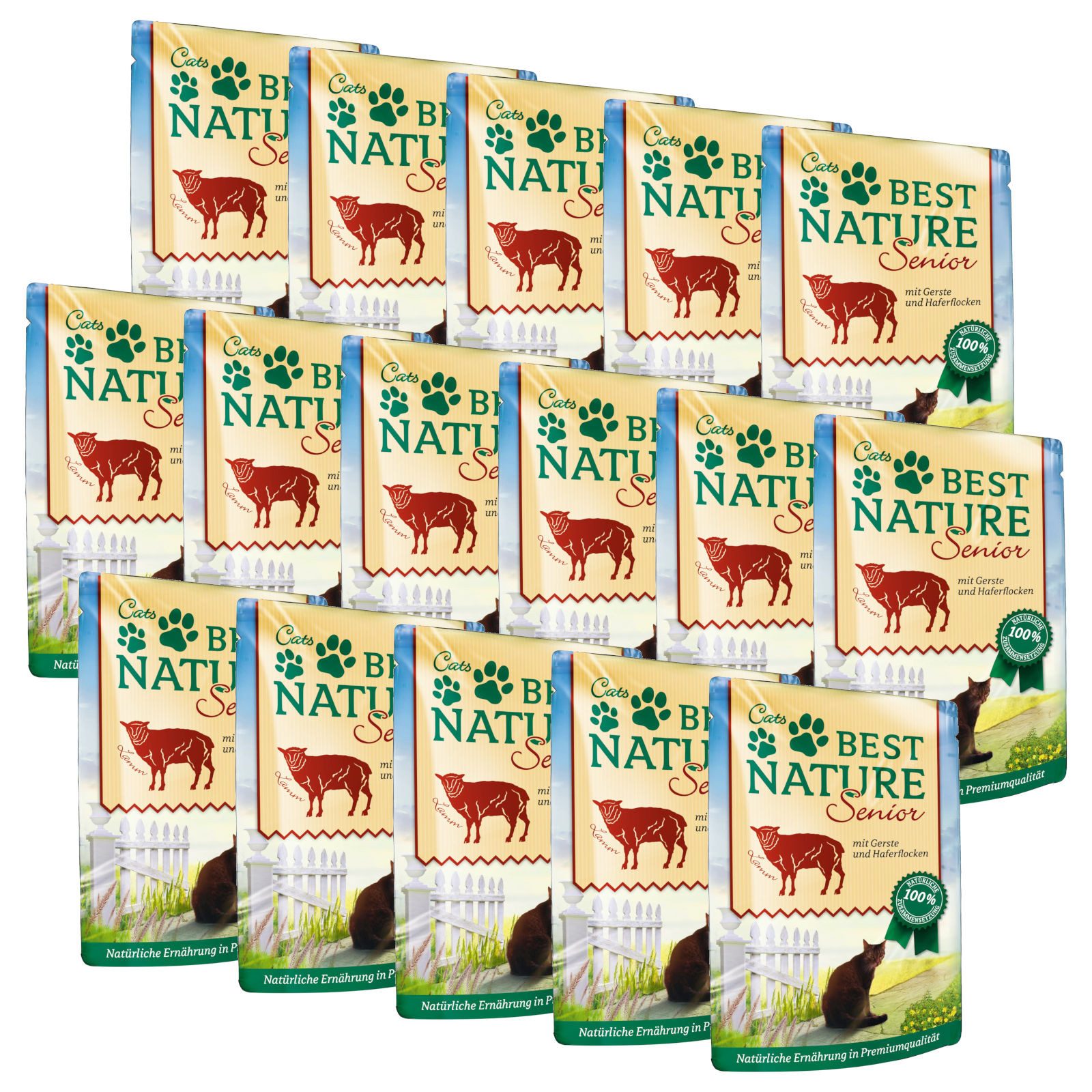 Best Nature Senior Lamm + Gerste, Nassfutter für ältere Katzen, 16x 85g, Nassfutter für: Katzen