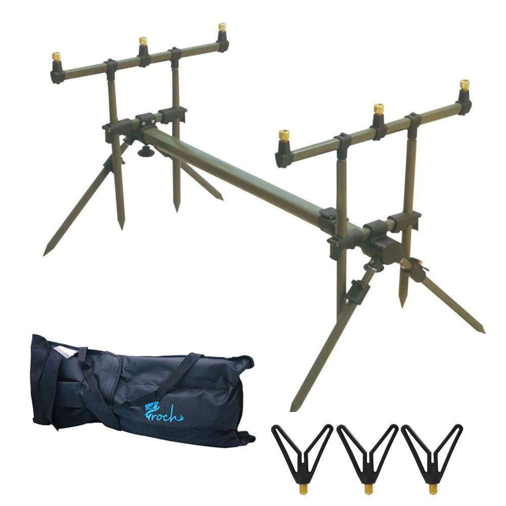 Croch Rod Pod Rutenhalter, (1-tlg., Aluminium Deluxe für 3 Ruten inkl. Rutenauflagen Tasche)