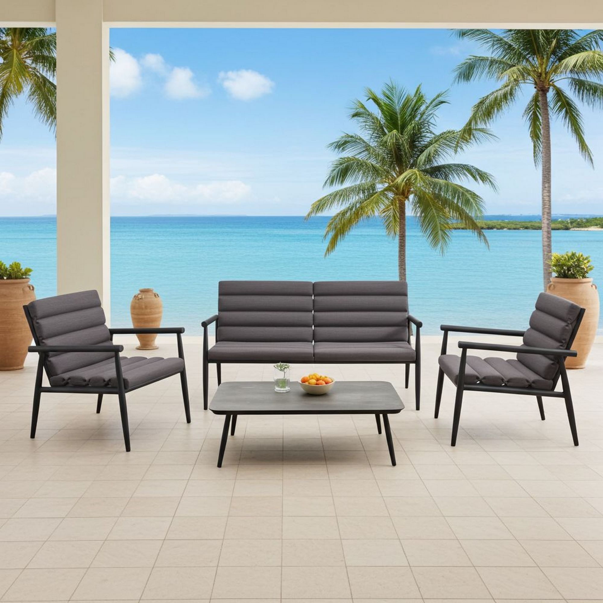 Lesli Living Gartenlounge-Set Lesli Living Lounge-Set "Harper Stone" anthrazit/grau