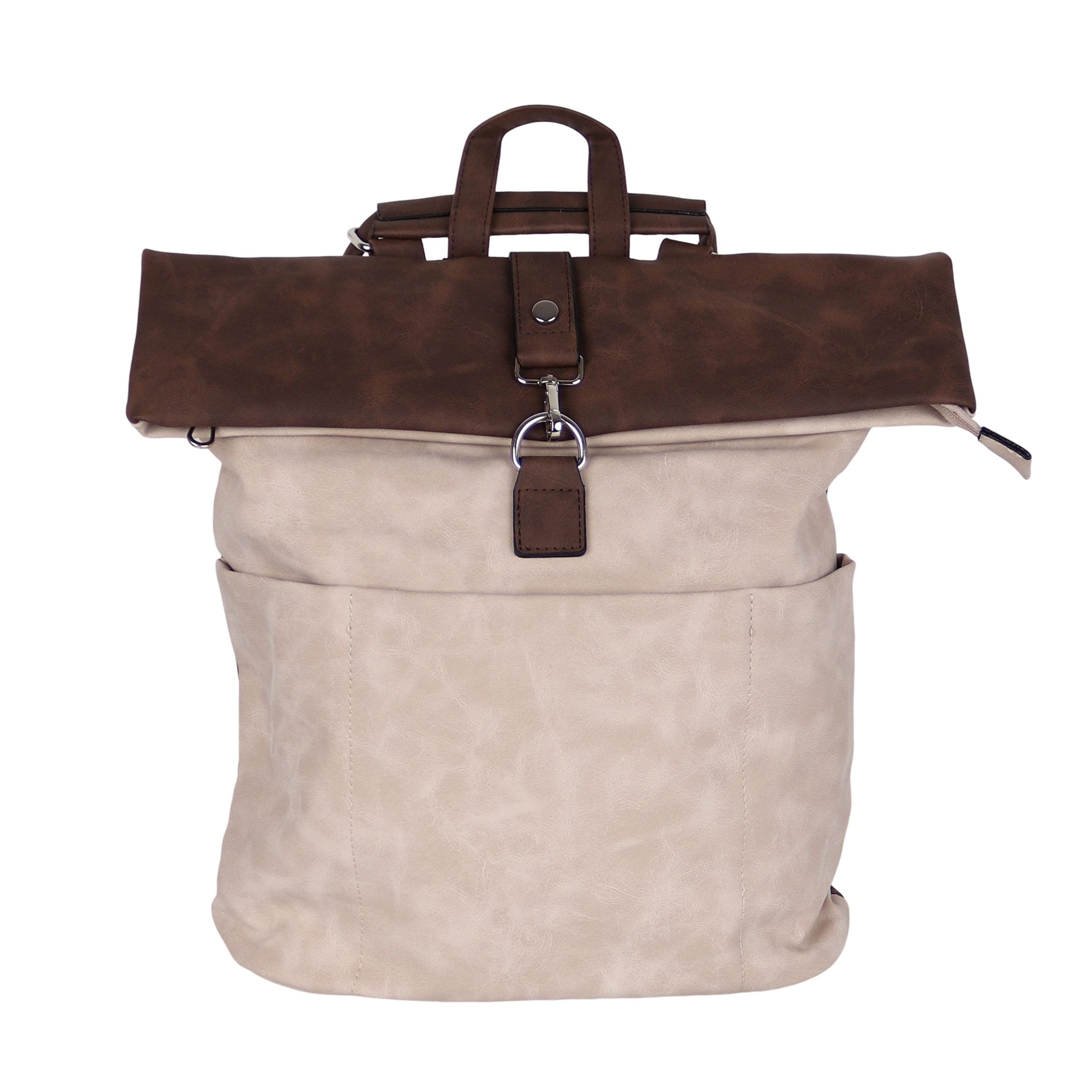 MIRROSI Tagesrucksack Damen auch als Crossbody Bag 2 in 1, Elegant (32x(38+8)x12cm - Kompakte Größe), aus hochwertigem Kunstleder, Rucksack, Daypack