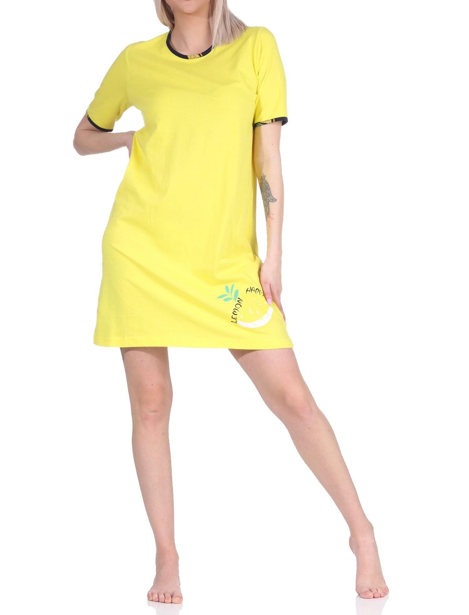 Nachthemd Süsses kurzarm Damen Nachthemd mit Zitronen als Motiv - 122 535