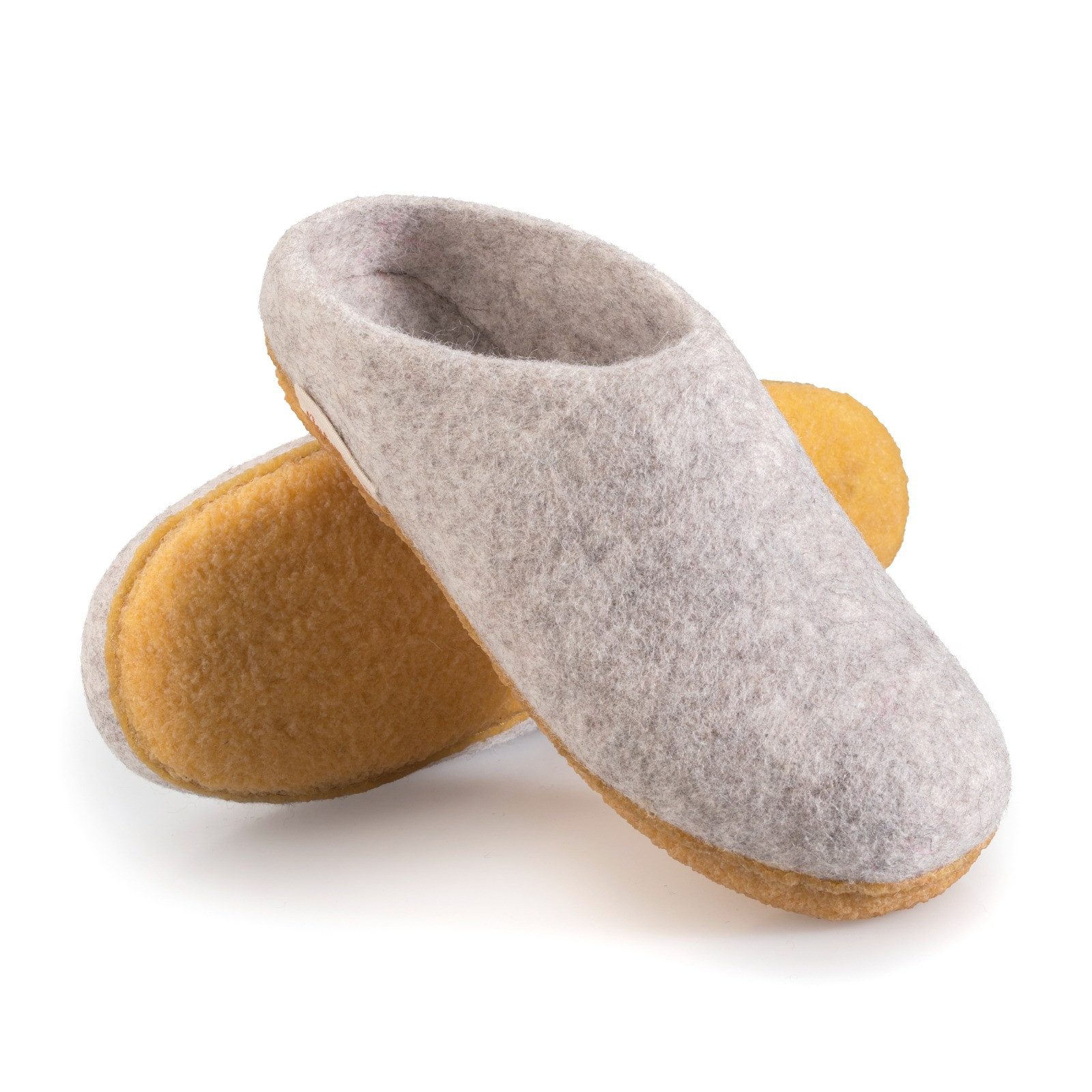 naturling Damen Slipper Hausschuh (flache Pantoffel mit) rutschfeste Kautschuksohle