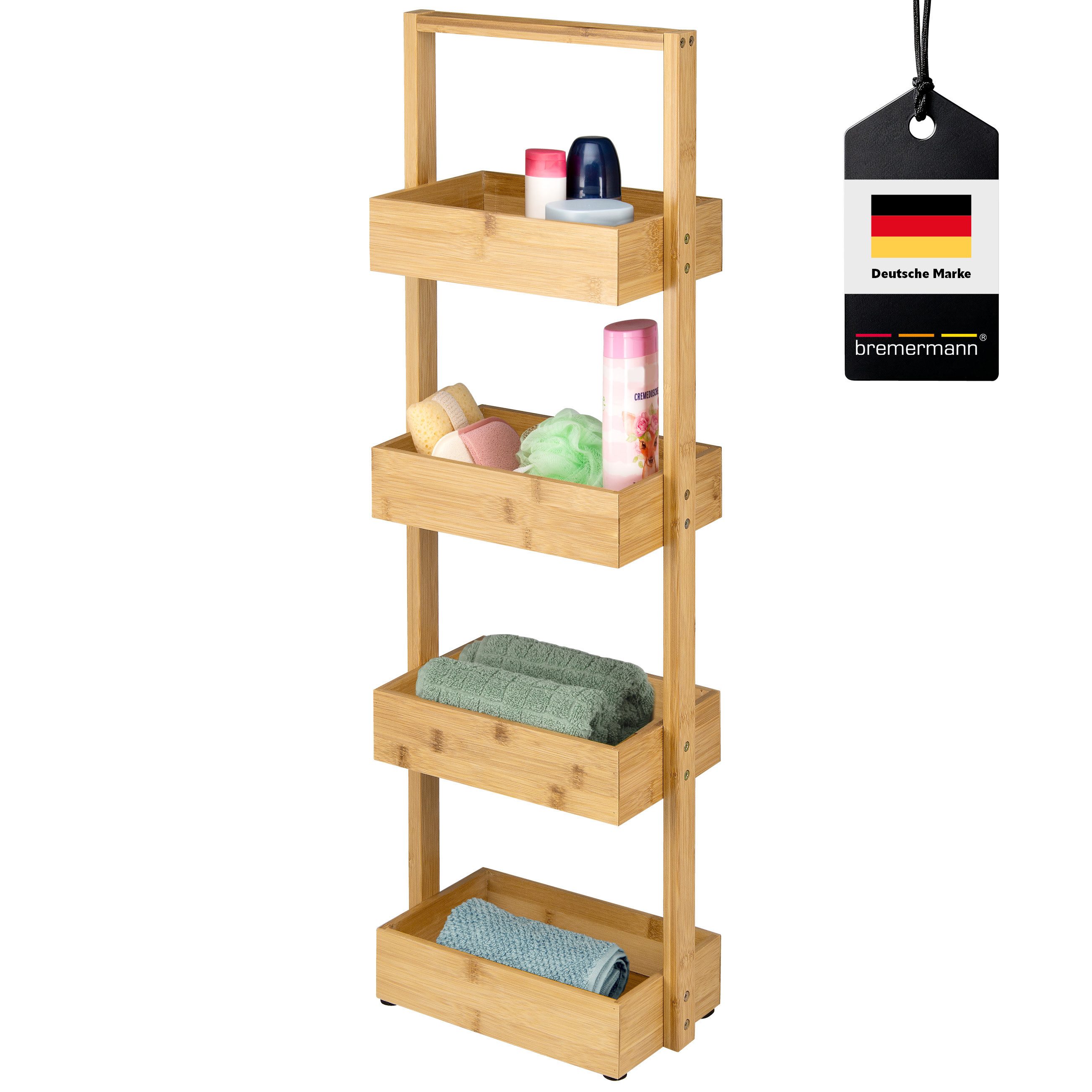 bremermann Standregal Bambus-Badregal mit 4 Ablagen, ca. 28 x 88 x 16 cm (B günstig online kaufen