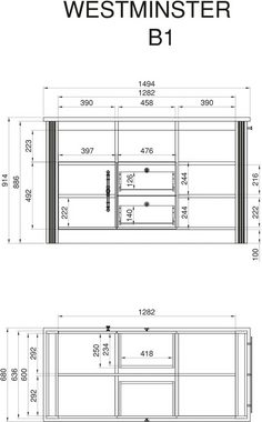 KOCHSTATION Unterschrank KS-Westminster Kücheninsel frei im Raum stellbar, Breite 150 cm, exclusiv by Otto