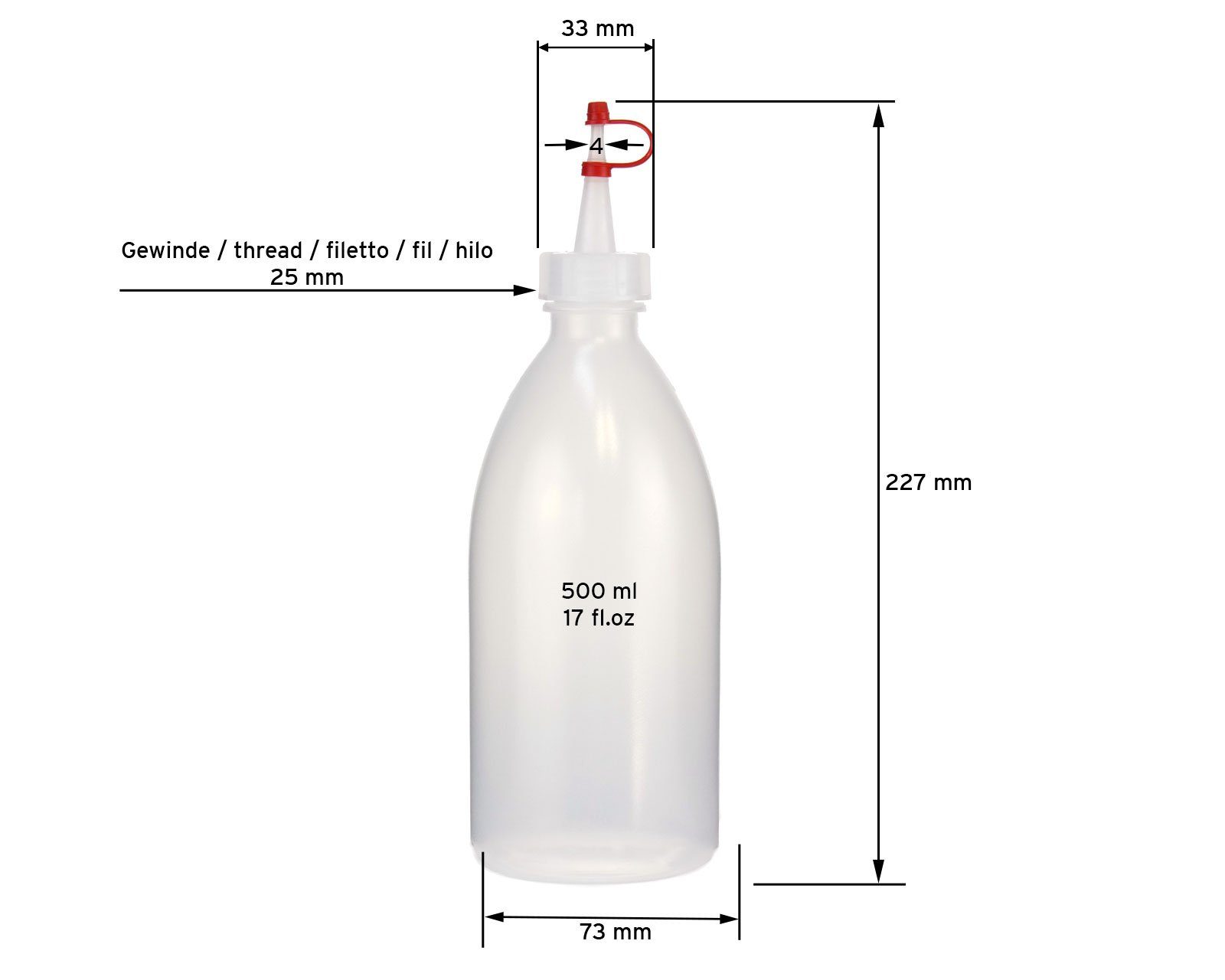 rotes Plastikflaschen Kanister 5 ml Tropfverschluss, St) natur, 500 aus G25, OCTOPUS LDPE, (5