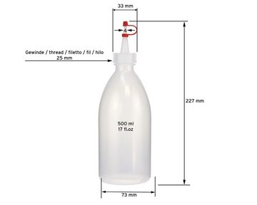 OCTOPUS Kanister 5 Plastikflaschen 500 ml aus LDPE, natur, G25, Tropfverschluss, rotes (5 St)