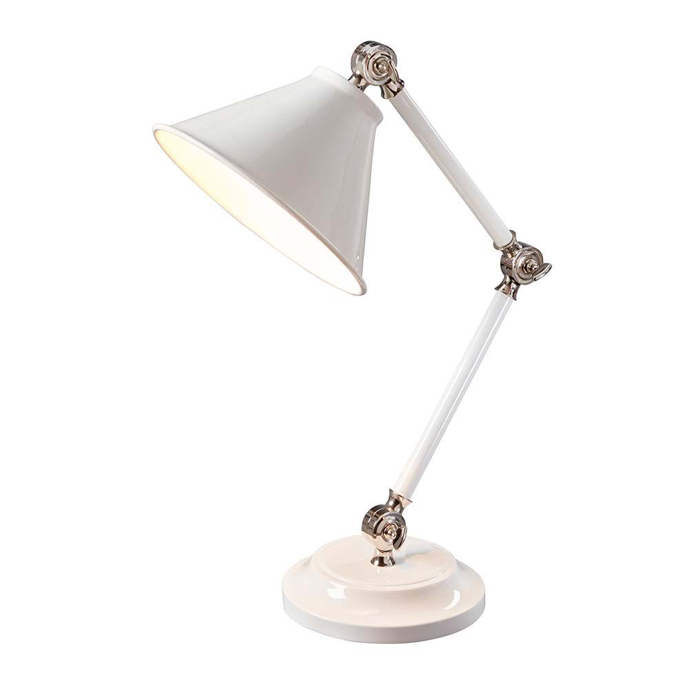 Elstead LIGHTING Schreibtischlampe, Leuchtmittel nicht inklusive, Schreibtischlampe Beistelllampe Büroleuchte Nickel Weiß H 52,3 cm 1