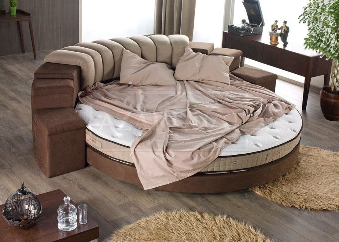 JVmoebel Bett, Rundes Bett Moderne Design Luxus Polster Rund Textil Stoff