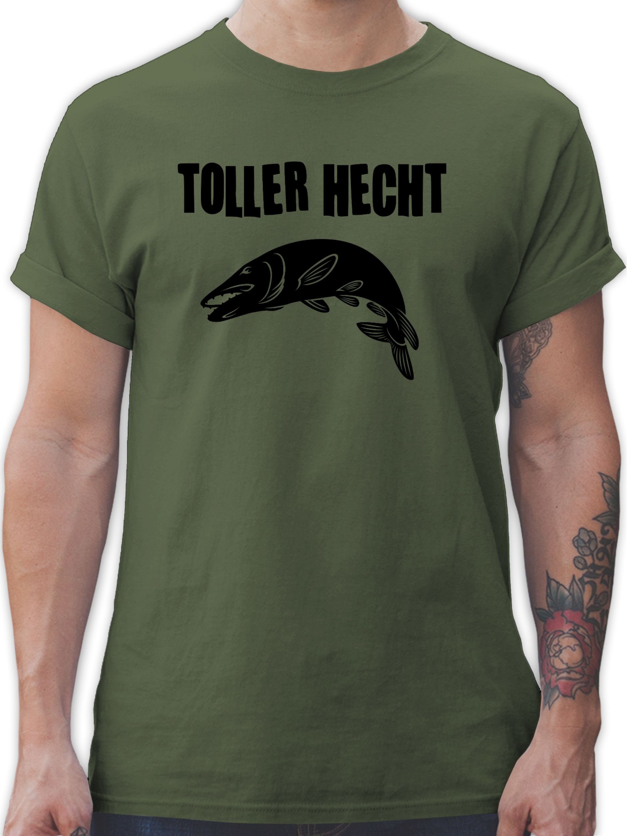 Grün T-Shirt Geschenke Hecht Angler 1 Toller Shirtracer Army