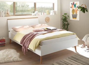 Furn.Design Einzelbett Helge (Einzelbett in weiß mit Eiche Riviera, Liegefläche 140 x 200 cm), skandinavisches Design