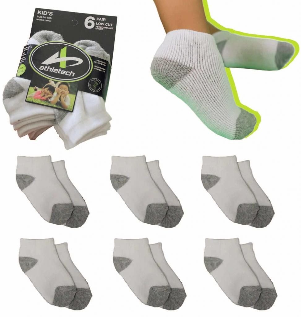 Sneakersocken 6 Paar Low-Cut-Sportsocken bis Gr. 34 grau