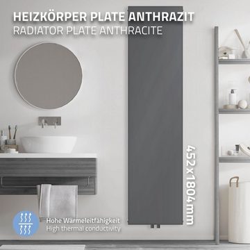 LuxeBath Heizkörper Zimmerheizung Wandheizkörper Designheizkörper, Anthrazit 452x1800mm Mittelanschluss