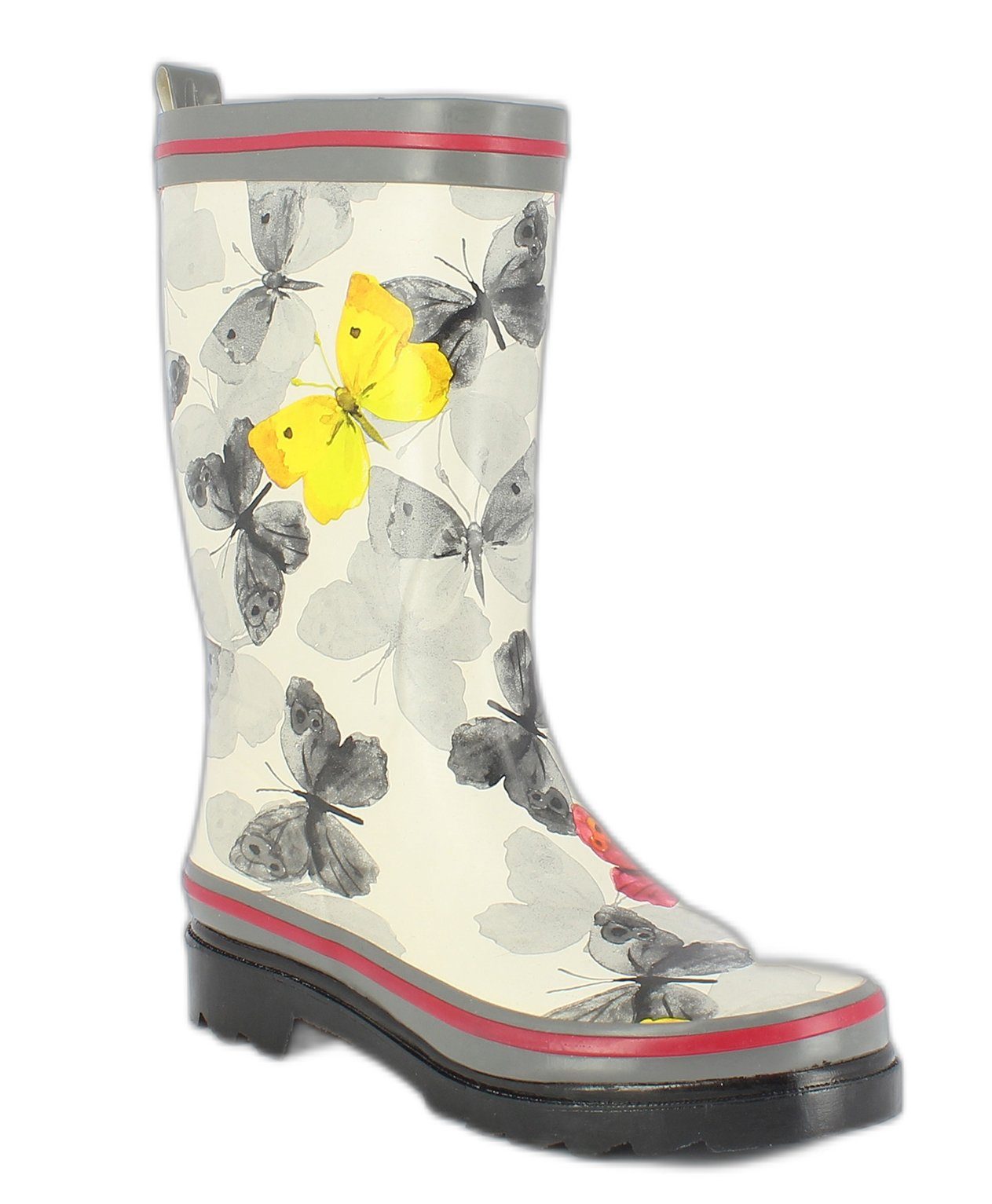 Beck Damen Gummistiefel Schmetterling Gummistiefel (wasserdicht, für trockene Füße bei Regenwetter) weicher flexibler Naturkautschuk, herausnehmbare Innensohle