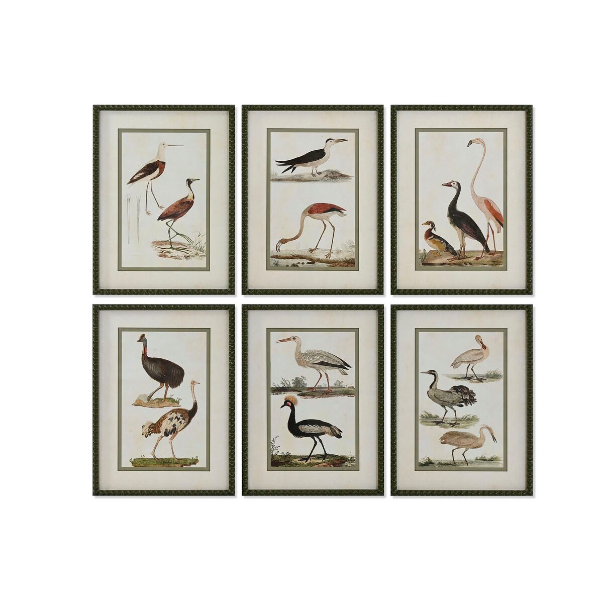 Bigbuy Bild SanLov Vögel Cottage 40x2,5x54 cm Set 6 Stück Wanddekoration farbenfro