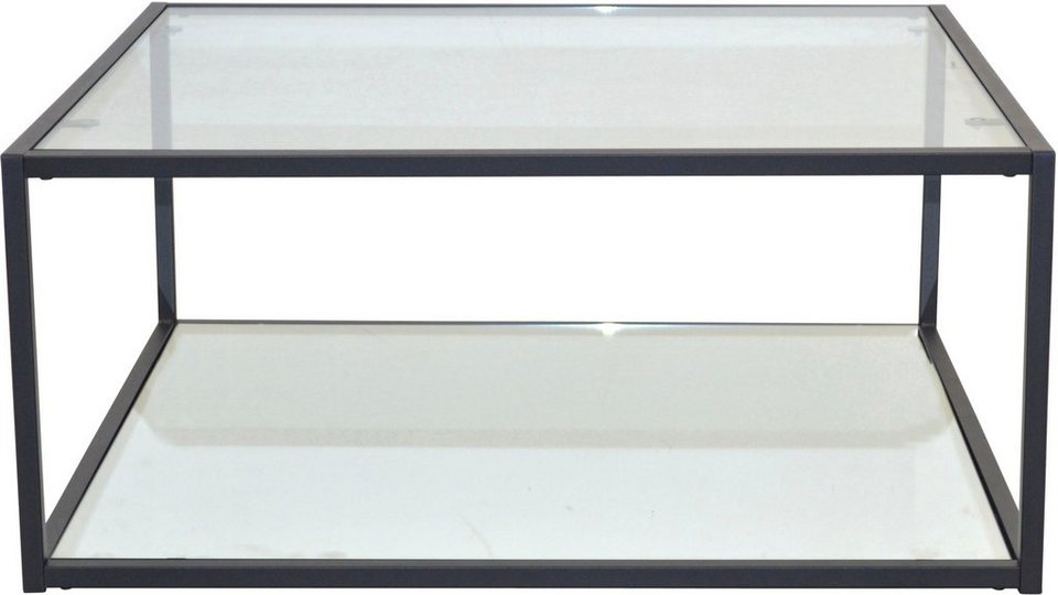 HOFMANN oben, LIVING Sicherheits-Klarglasplatte AND (1-St), cm MORE unten je Trendige 78x78 Couchtisch Spiegelglasplatte,