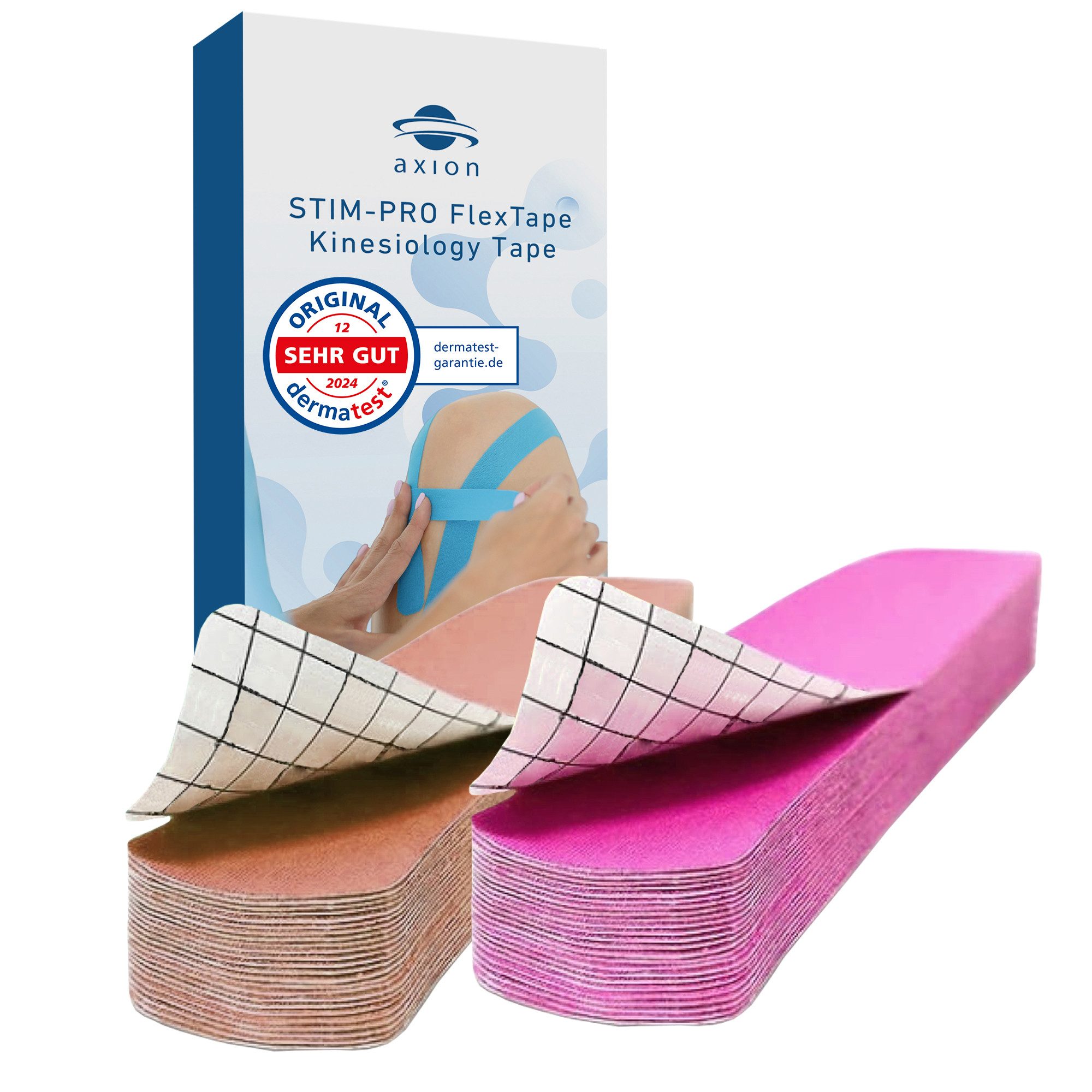 Axion Kinesiologie-Tape Precut Kinesiologie Tape 2er Set Beige und Pink (50-St) MEDIZINPRODUKT