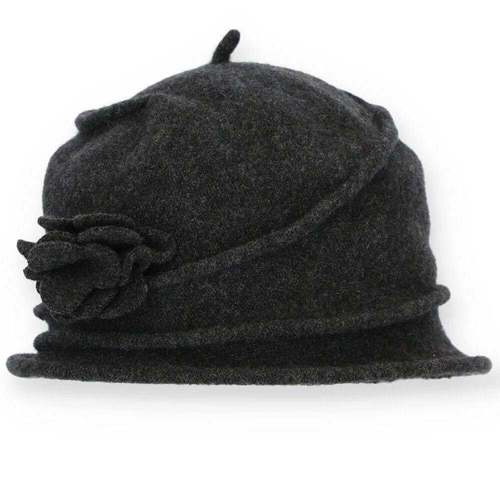 halsüberkopf Accessoires Filzhut Kappe Hut aus 100% Wolle mit Blumenapplika günstig online kaufen